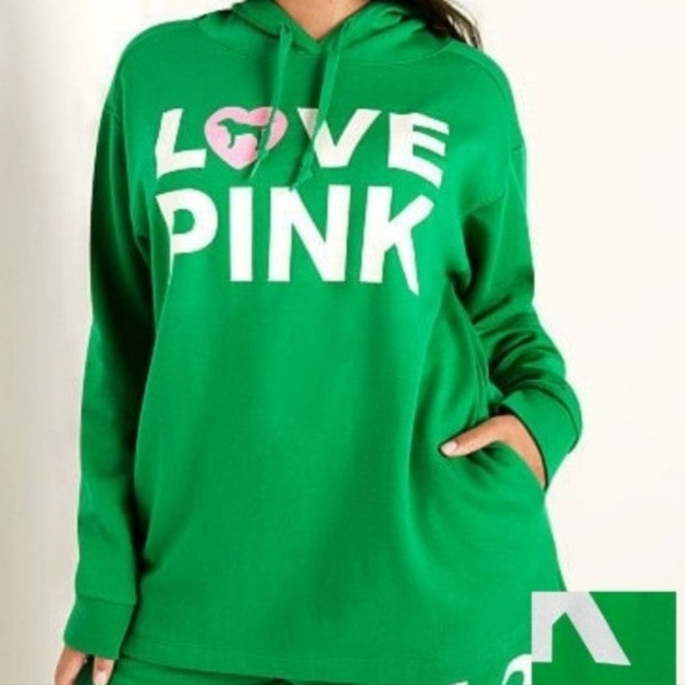 VS PINK CAMPUS HOODIE ORIGINALS GREEN Pullover